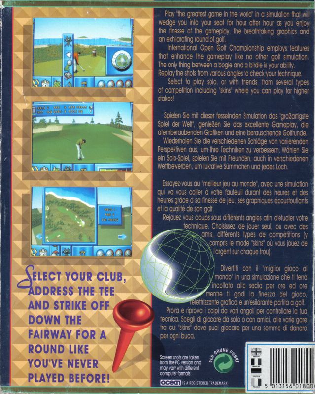 Back Cover for International Open Golf Championship (DOS)