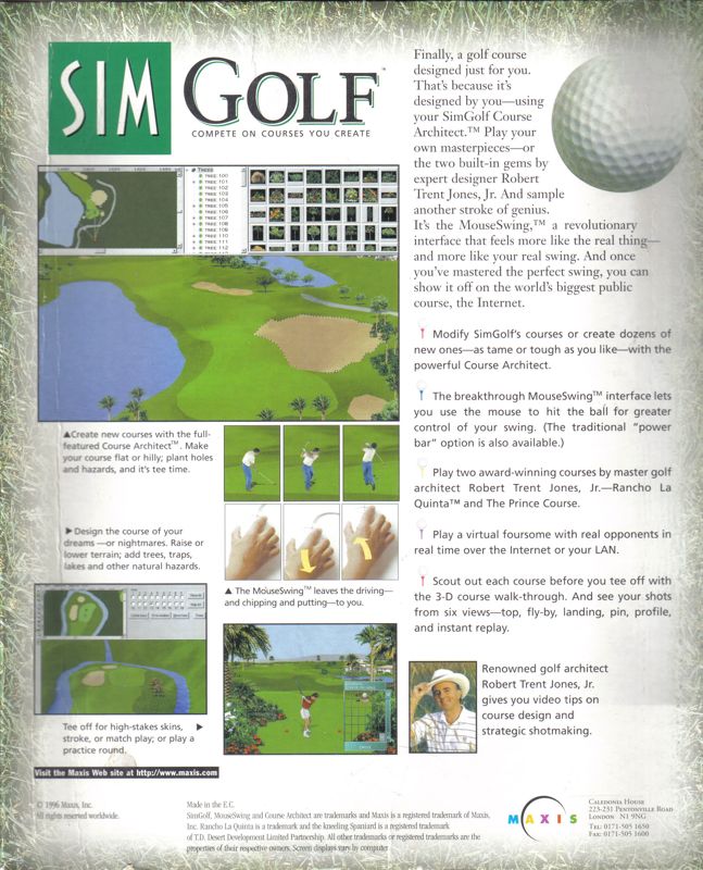 Back Cover for SimGolf (Windows)