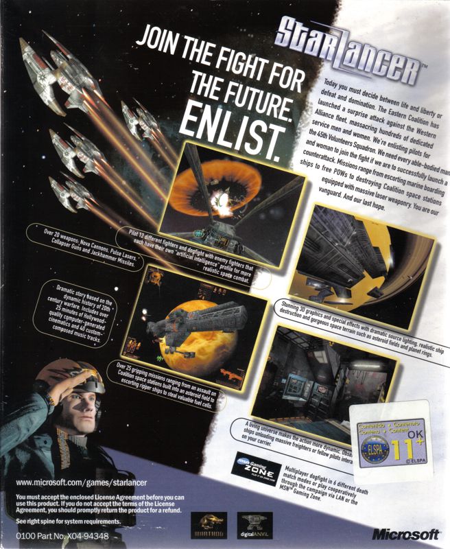 Back Cover for Starlancer (Windows) (Release with ELSPA rating)