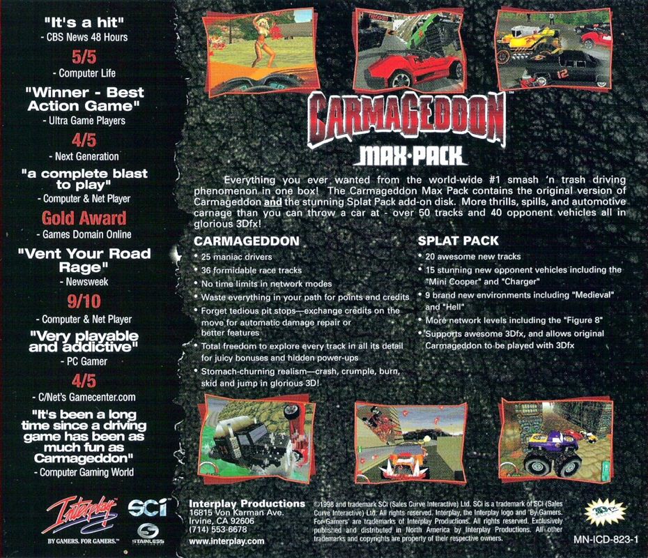 Other for Carmageddon: Max•Pack (DOS): Jewel Case - Back