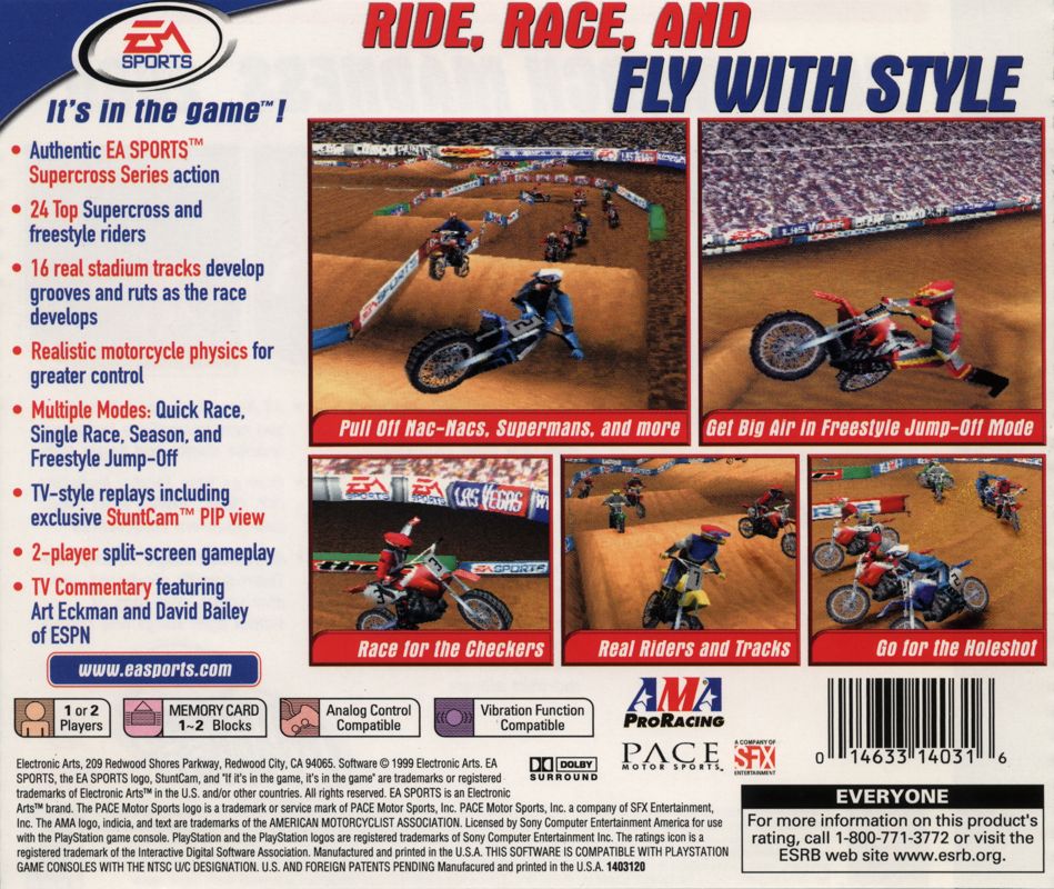 Back Cover for Supercross 2000 (PlayStation)