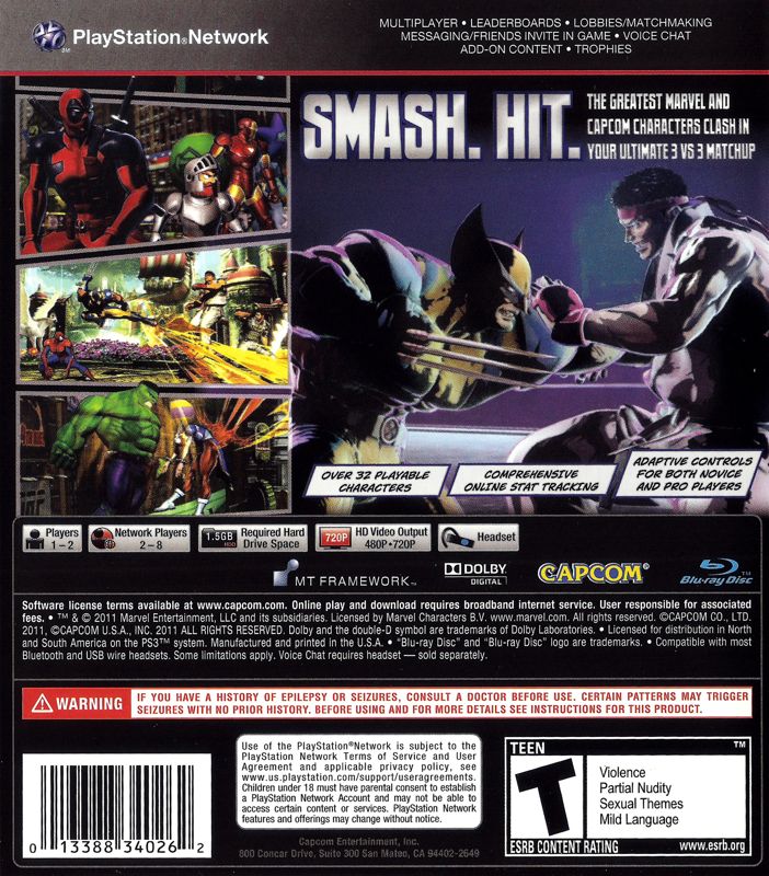Marvel Vs Capcom 3 Fate Of Two Worlds Cover Or Packaging Material Mobygames