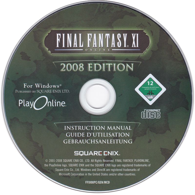 Media for Final Fantasy XI Online: Vana'Diel Collection 2008 (Windows): Manual Disc