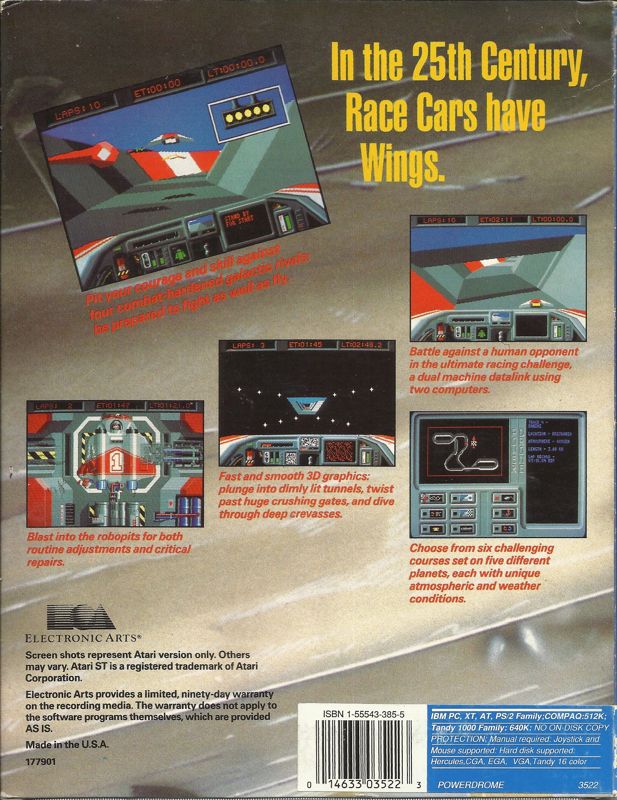 Back Cover for Powerdrome (DOS) (5.25" Release)