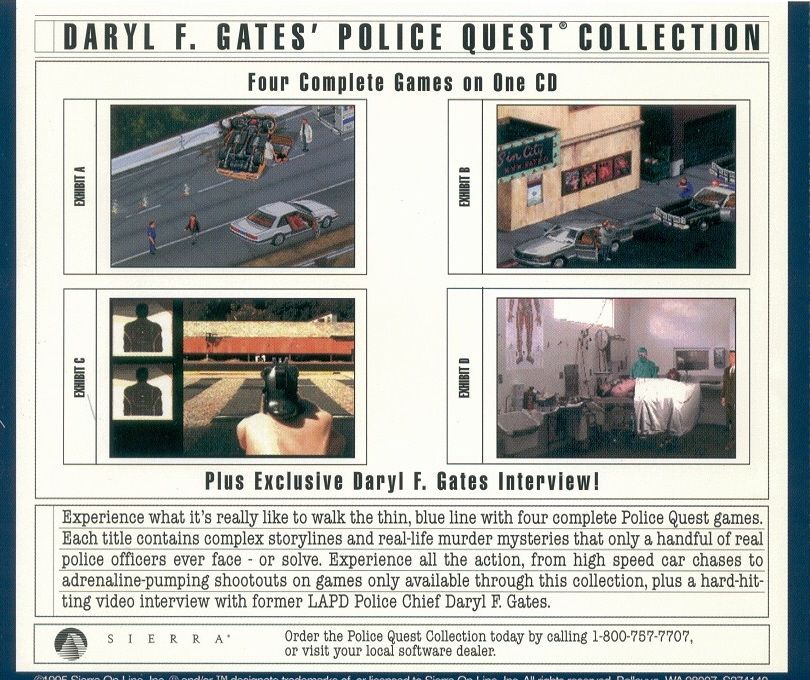 Other for Daryl F. Gates' Police Quest: SWAT (DOS and Windows and Windows 16-bit): Jewel Case - Back