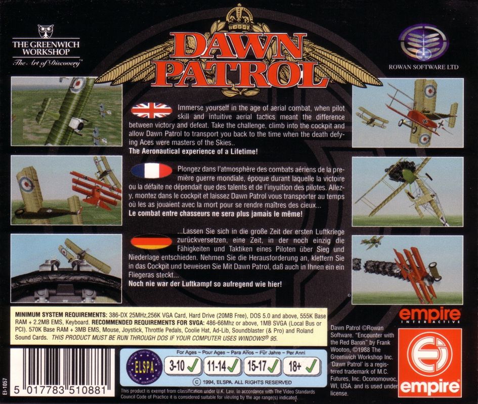 Back Cover for Dawn Patrol (DOS)