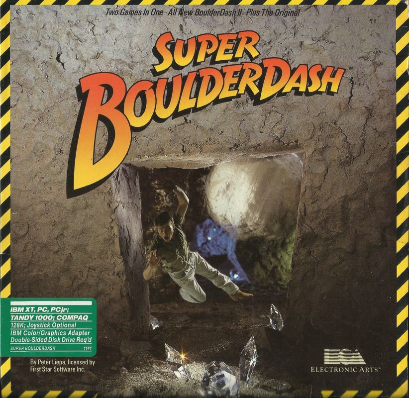 Front Cover for Super Boulder Dash (PC Booter) (5.25" Release (The "record sleeve" version - this game flat box didn't fold.))