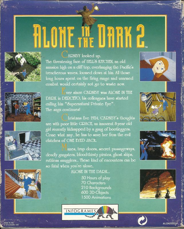Back Cover for Alone in the Dark 2 (DOS) (5.25" Release)