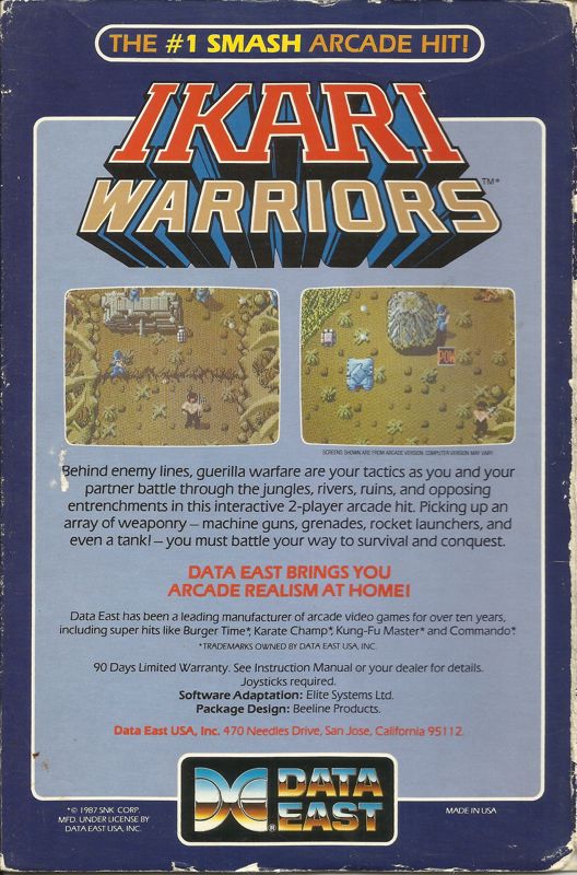 Back Cover for Ikari Warriors (PC Booter) (Dual Media, Original Release)