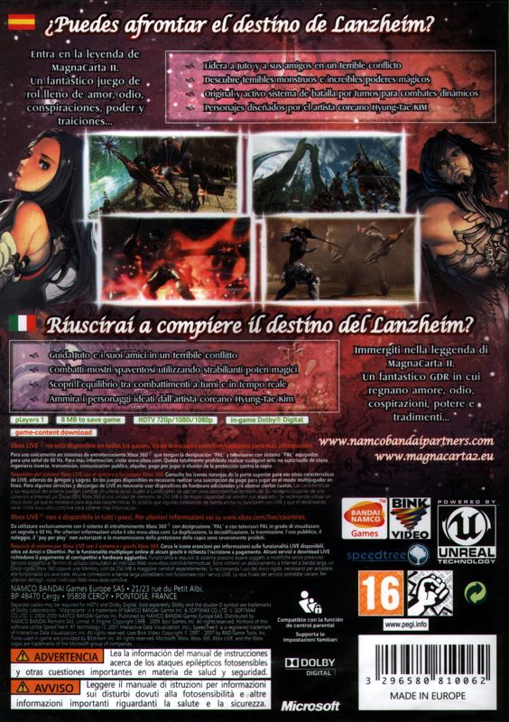 Back Cover for Magna Carta 2 (Xbox 360)