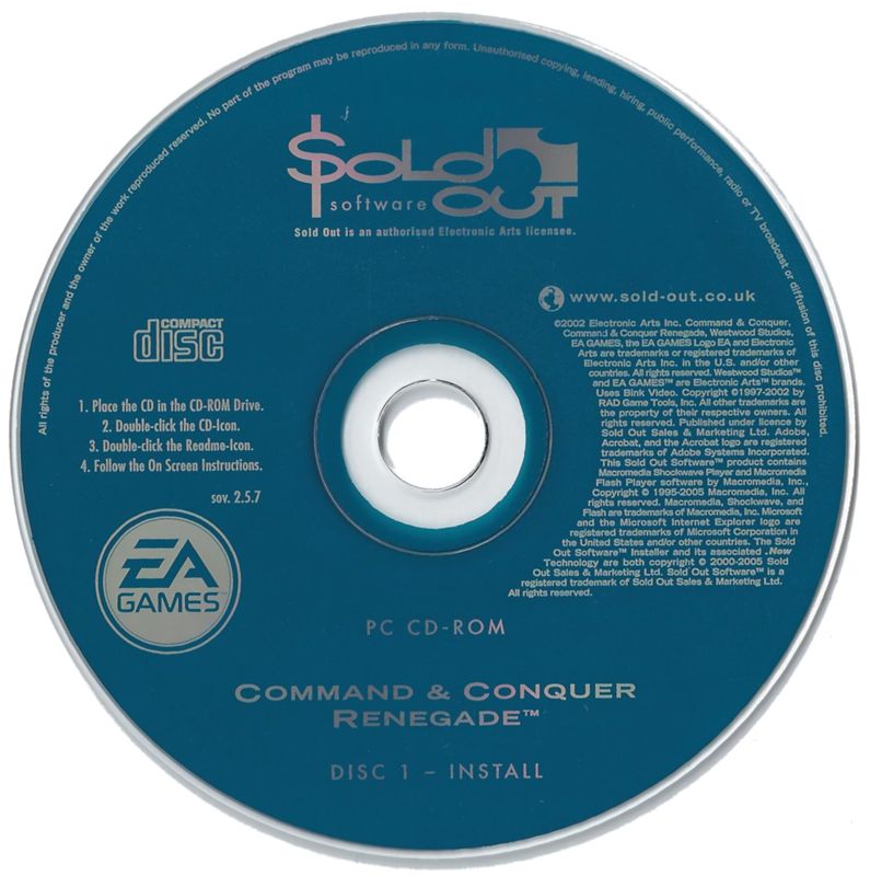 Media for Command & Conquer: Renegade (Windows) (Sold Out Software release (2005)): Disc 1 - Install