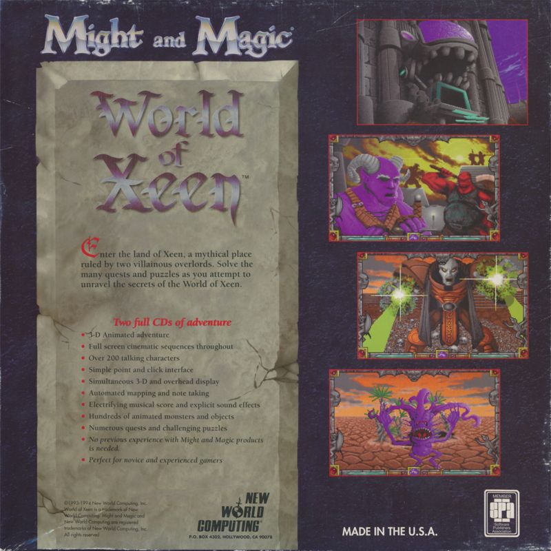 Back Cover for Might and Magic: World of Xeen (DOS)