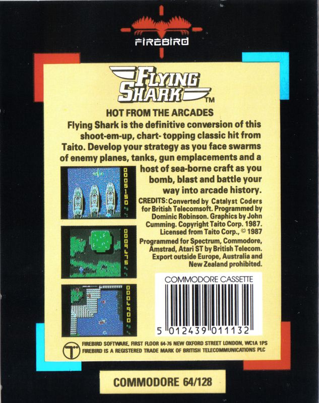 Back Cover for Sky Shark (Commodore 64)