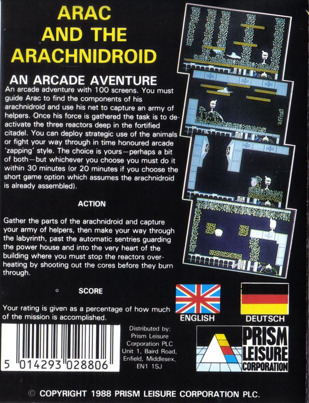 Back Cover for Spiderbot (Commodore 64)