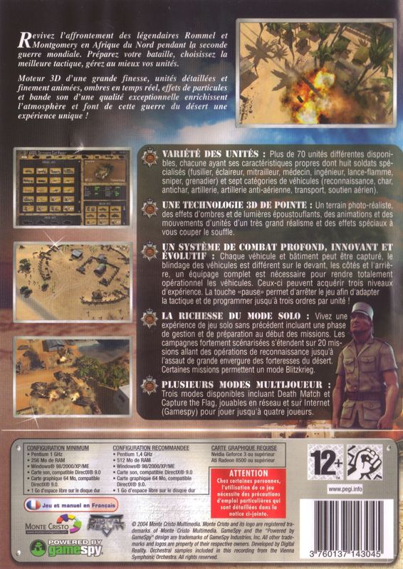 Back Cover for Desert Rats vs. Afrika Korps (Windows) (Late budget re-release with manual on CD-ROM)