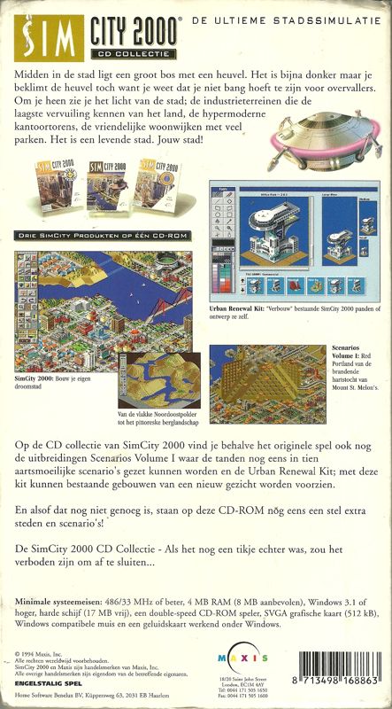 Back Cover for SimCity 2000: CD Collection (Macintosh and Windows and Windows 3.x)