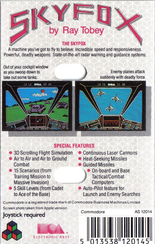 Back Cover for Skyfox (Commodore 64)