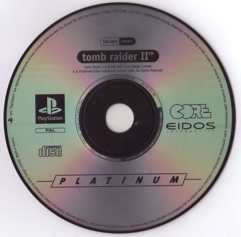 Media for Tomb Raider II (PlayStation) (Platinum release)