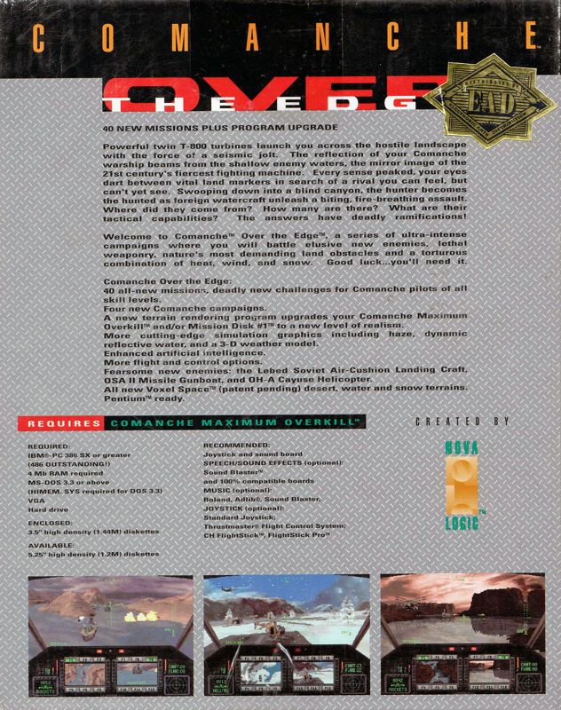 Back Cover for Comanche: Over the Edge (DOS)