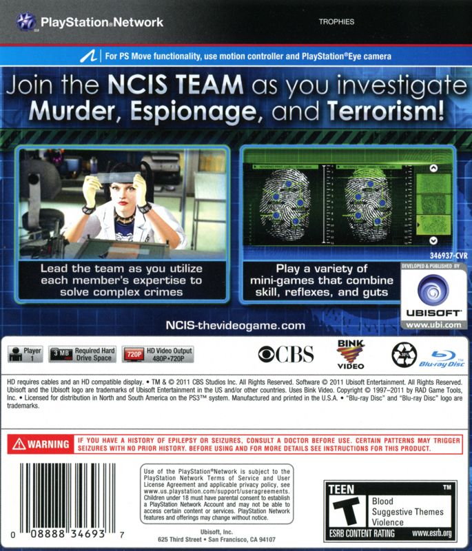 Back Cover for NCIS (PlayStation 3)