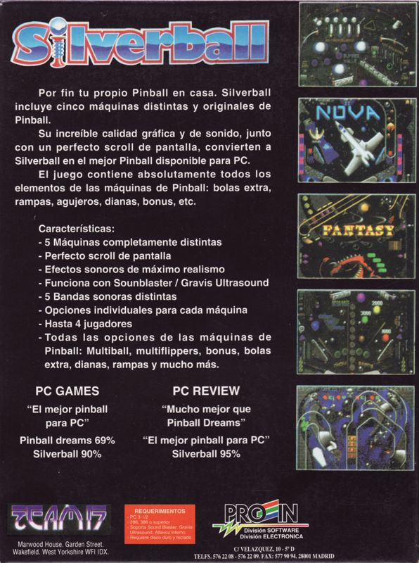 Back Cover for Silverball (DOS)