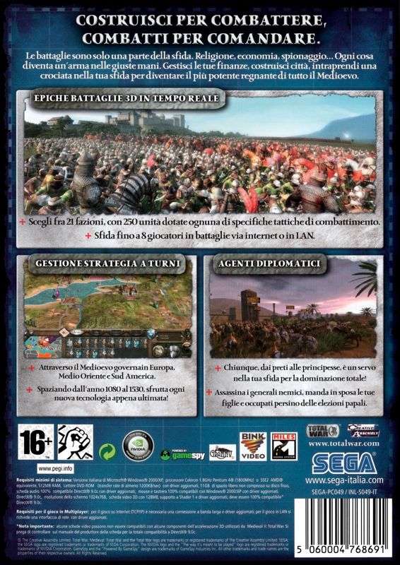 Back Cover for Medieval II: Total War (Windows)