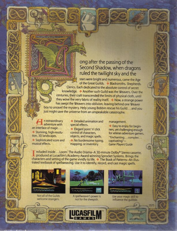 Back Cover for Loom (Amiga) (US release with alternate disc label)