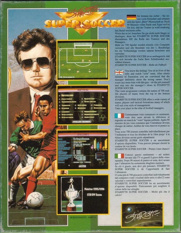 Back Cover for Starbyte Super Soccer (DOS) (5.25" Disk release)