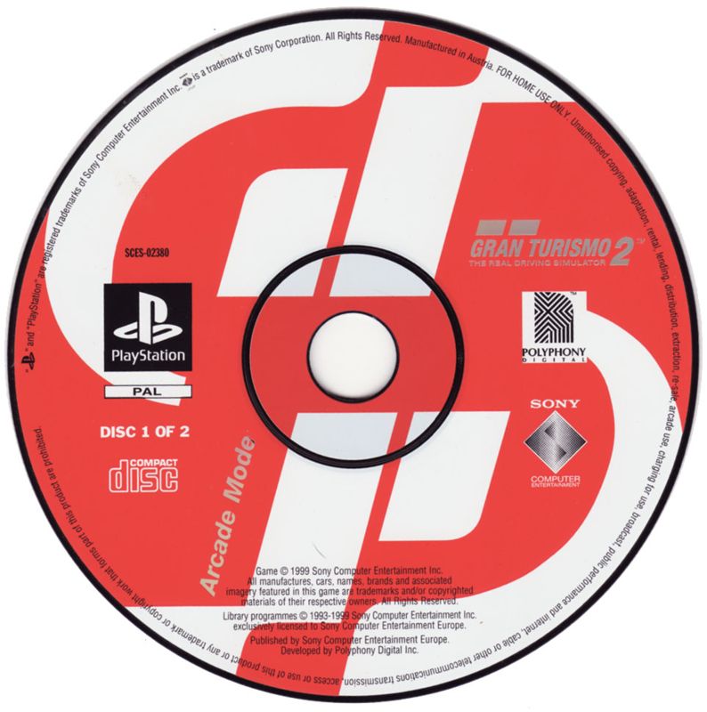 Media for Gran Turismo 2 (PlayStation): Disc 1/2 - Arcade mode