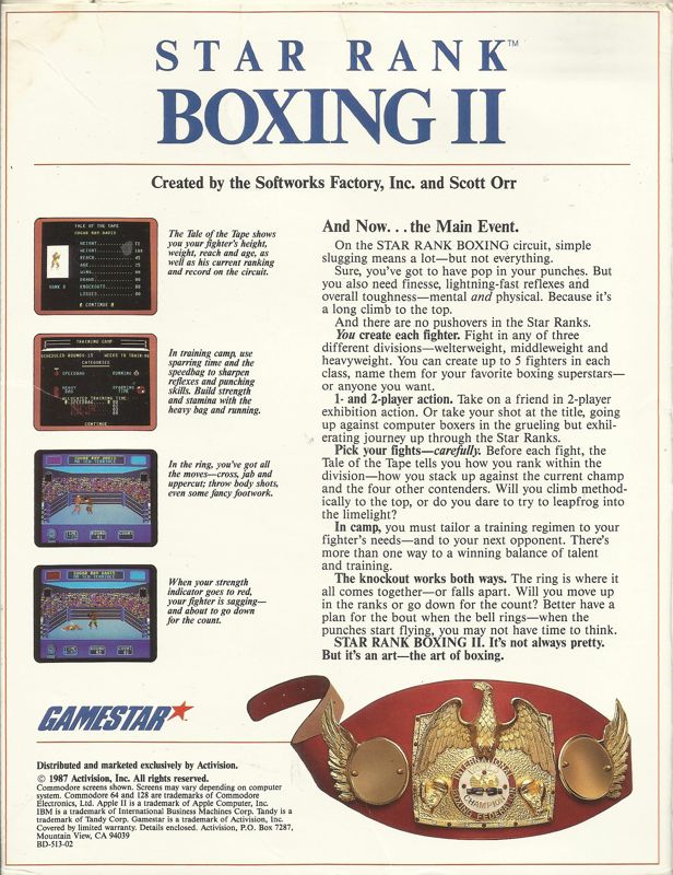 Back Cover for Star Rank Boxing II (DOS) (Dual Media Release)
