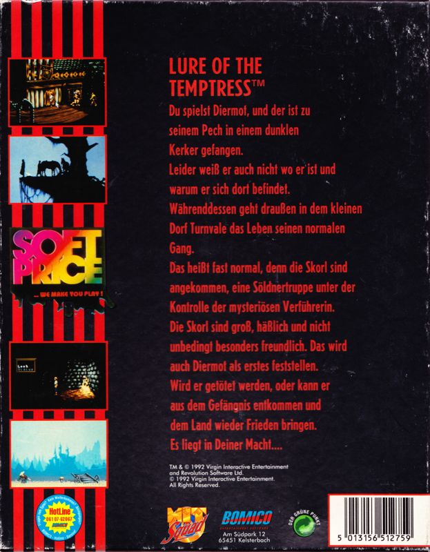 Back Cover for Lure of the Temptress (DOS) (Soft Price release)