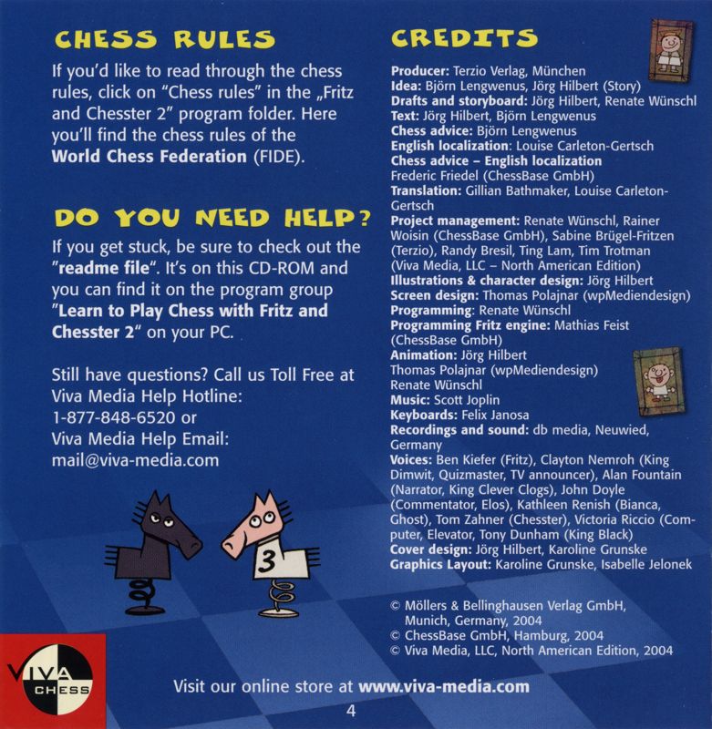 Inside Cover for Learn to Play Chess with Fritz & Chesster 2: Chess in the Black Castle (Macintosh): Front reverse