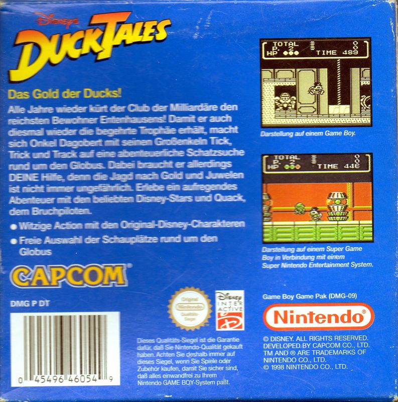 Back Cover for Disney's DuckTales (Game Boy) (1998 re-release)