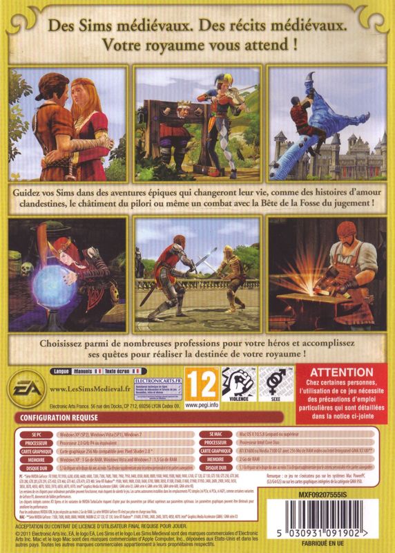 Back Cover for The Sims: Medieval (Macintosh and Windows)