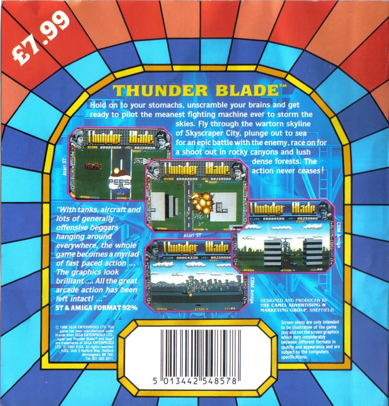 Back Cover for ThunderBlade (Amiga) (KIXX release)