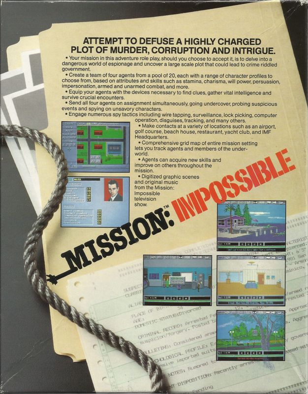 Back Cover for Mission: Impossible (DOS)