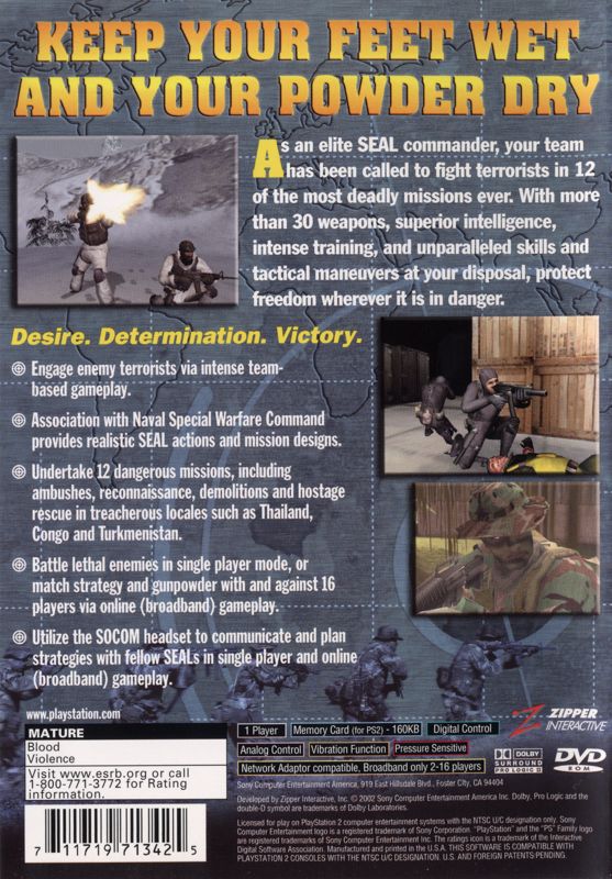 Other for SOCOM: U.S. Navy SEALs (PlayStation 2) (Headset and game): Keep Case - Back