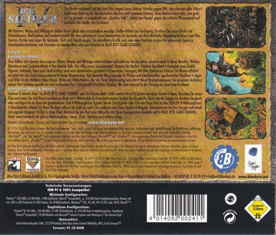 Other for The Settlers: Fourth Edition (Windows): Jewel Case - Back