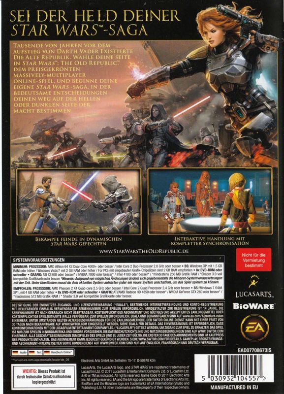 Back Cover for Star Wars: The Old Republic (Windows)