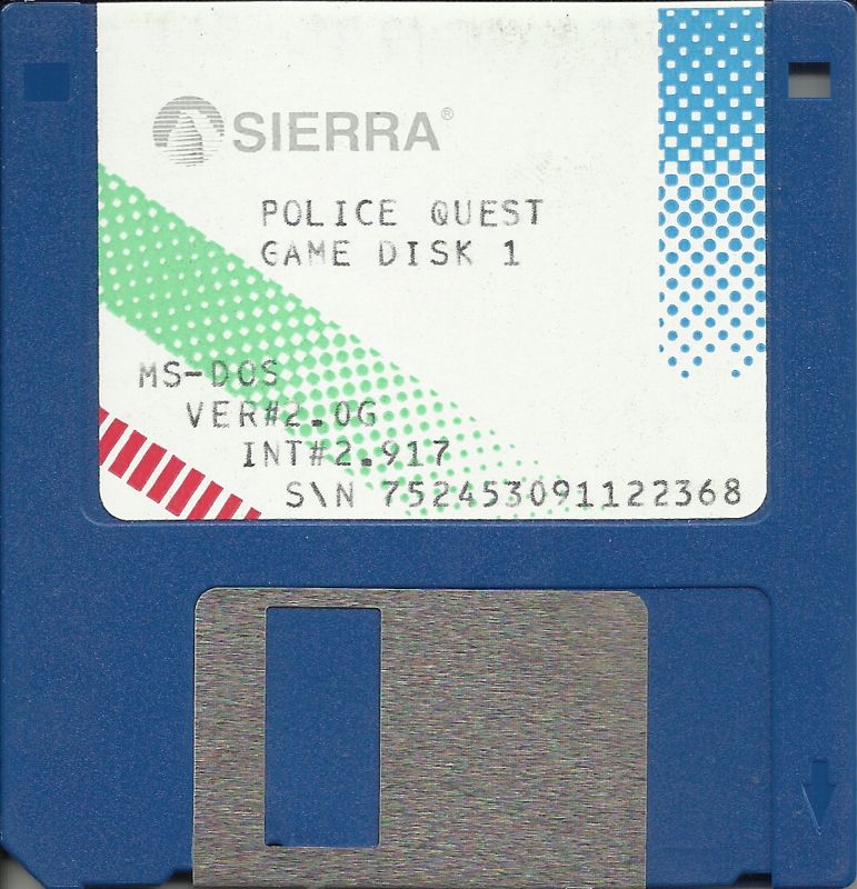 Media for Police Quest: In Pursuit of the Death Angel (DOS) (3.5" Release (version 2.0G)): Disk 1/2