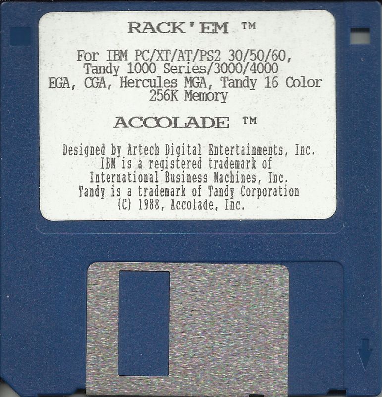Media for Rack 'Em (DOS) (3.5" Release (Re-released in 1993))