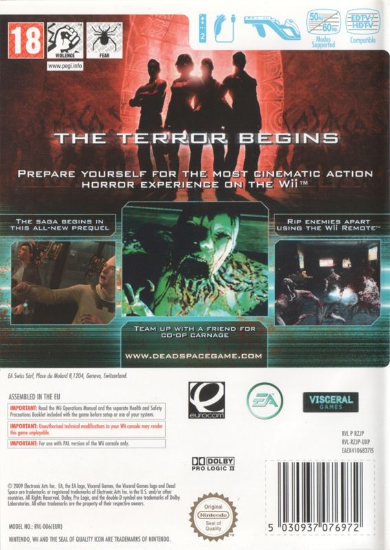 Back Cover for Dead Space: Extraction (Wii) (European English release)