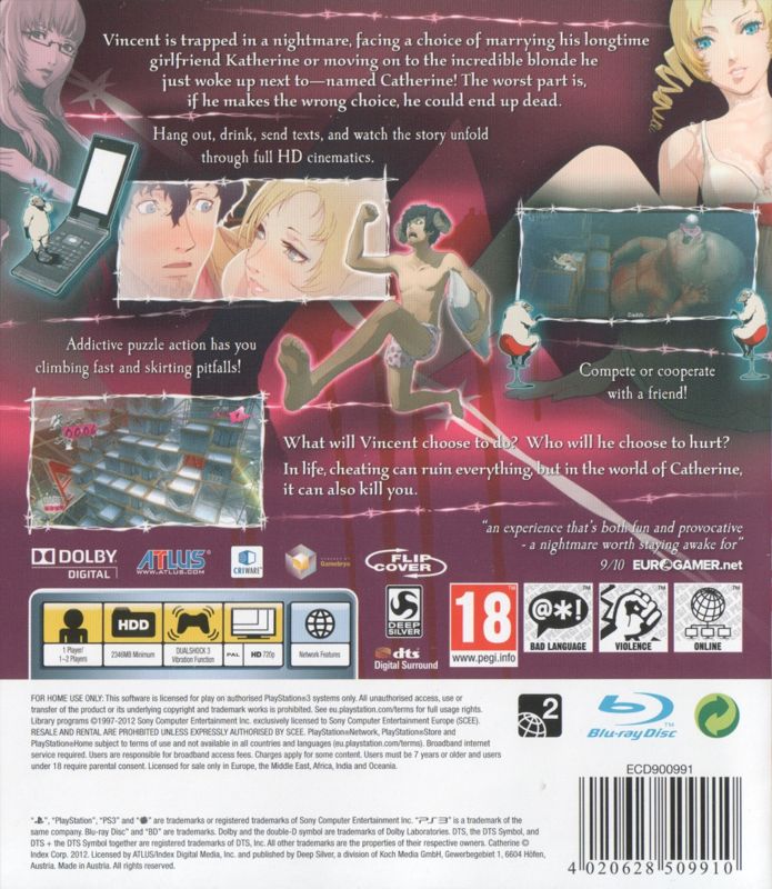 Back Cover for Catherine (PlayStation 3)