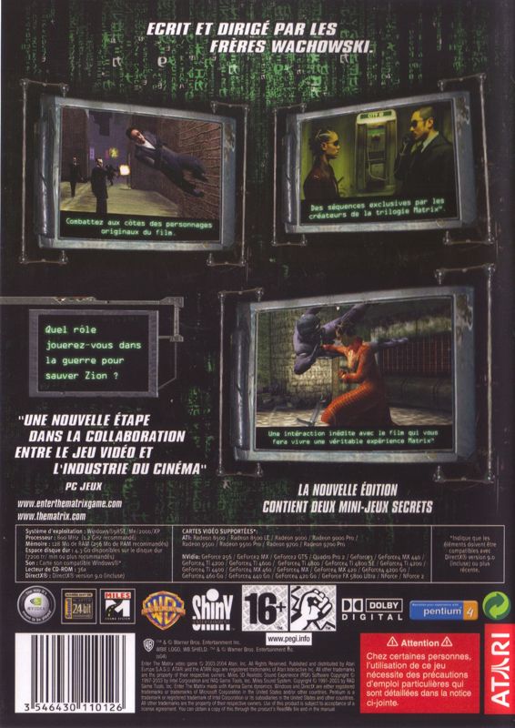 Back Cover for Enter the Matrix (Windows) (2004 CD-ROM Edition)
