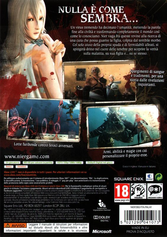 Back Cover for NieR (Xbox 360)