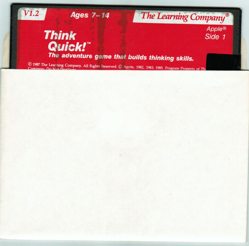 Media for Think Quick! (Apple II): Game disk