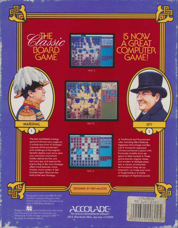 Back Cover for Stratego (DOS) (3.25" Disk release)
