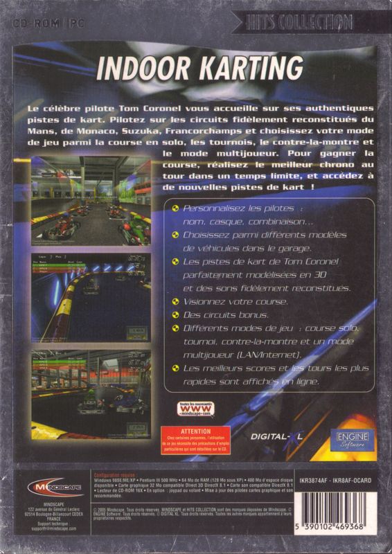 Back Cover for Coronel Indoor Kartracing (Windows) (Hits Collection release (Mindscape))