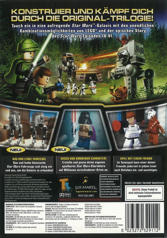 Back Cover for LEGO Star Wars II: The Original Trilogy (Windows) ("Games for Windows" Release)