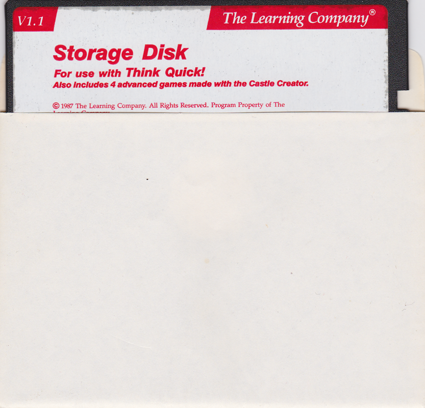 Media for Think Quick! (Apple II): Storage disk